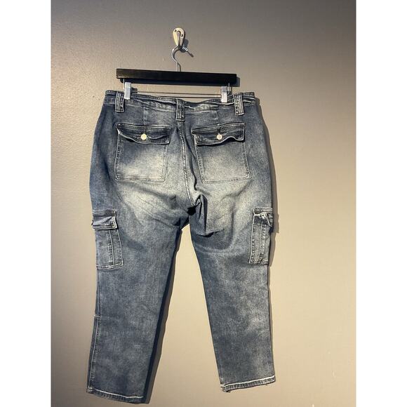 kancan cargo jeans Size 13/30 Medium Wash Stretch - Picture 2 of 5